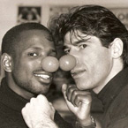 Steven Hartley with 3 time World Champion Duke McKenzie. © Press Association